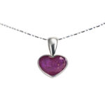 Zilveren hart ashanger met paarse hars en zichtbare as, 10,5 mm