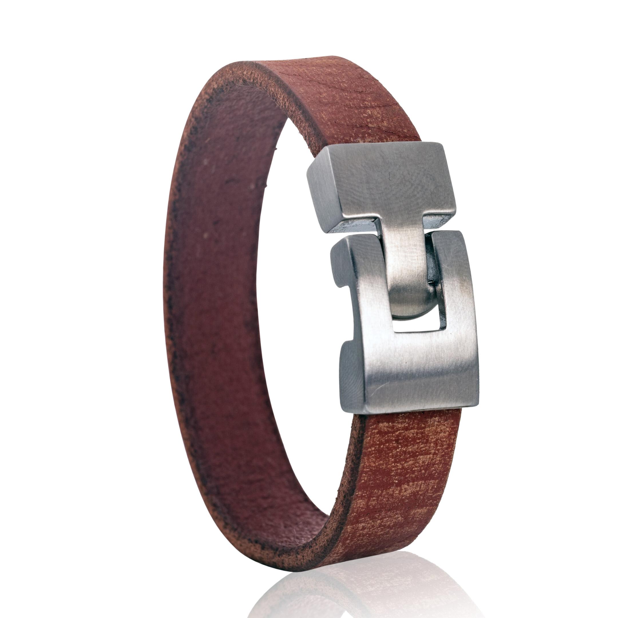 Leren armband met askamer met schroefdop