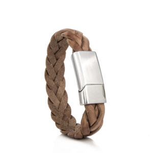 gevlochten leren armband met askamer