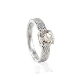 vingerafdruk ring met ronde zirkonia