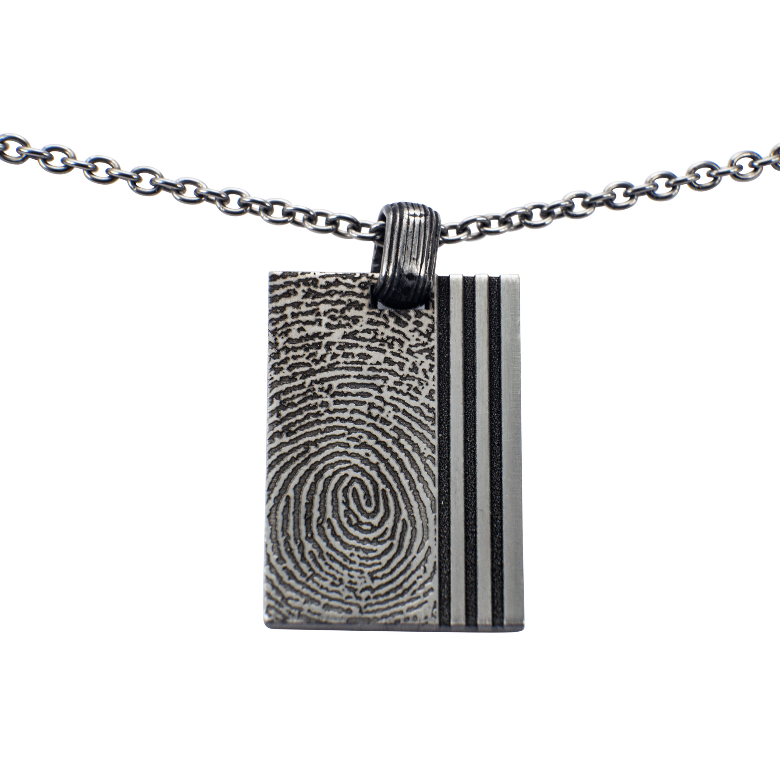 HA-U081-G00 Edelstaal rechthoekige vingerafdruk hanger