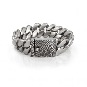 AA-U028-G00 Edelstalen schakelarmband met bakslot met vingerafdruk