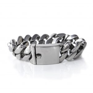 Stalen as armband met glanzende sluiting en schroefdop, verkrijgbaar in mat of glans