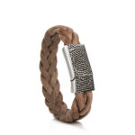 leren armband met vingerafdruk en edelstalen of zilver slot