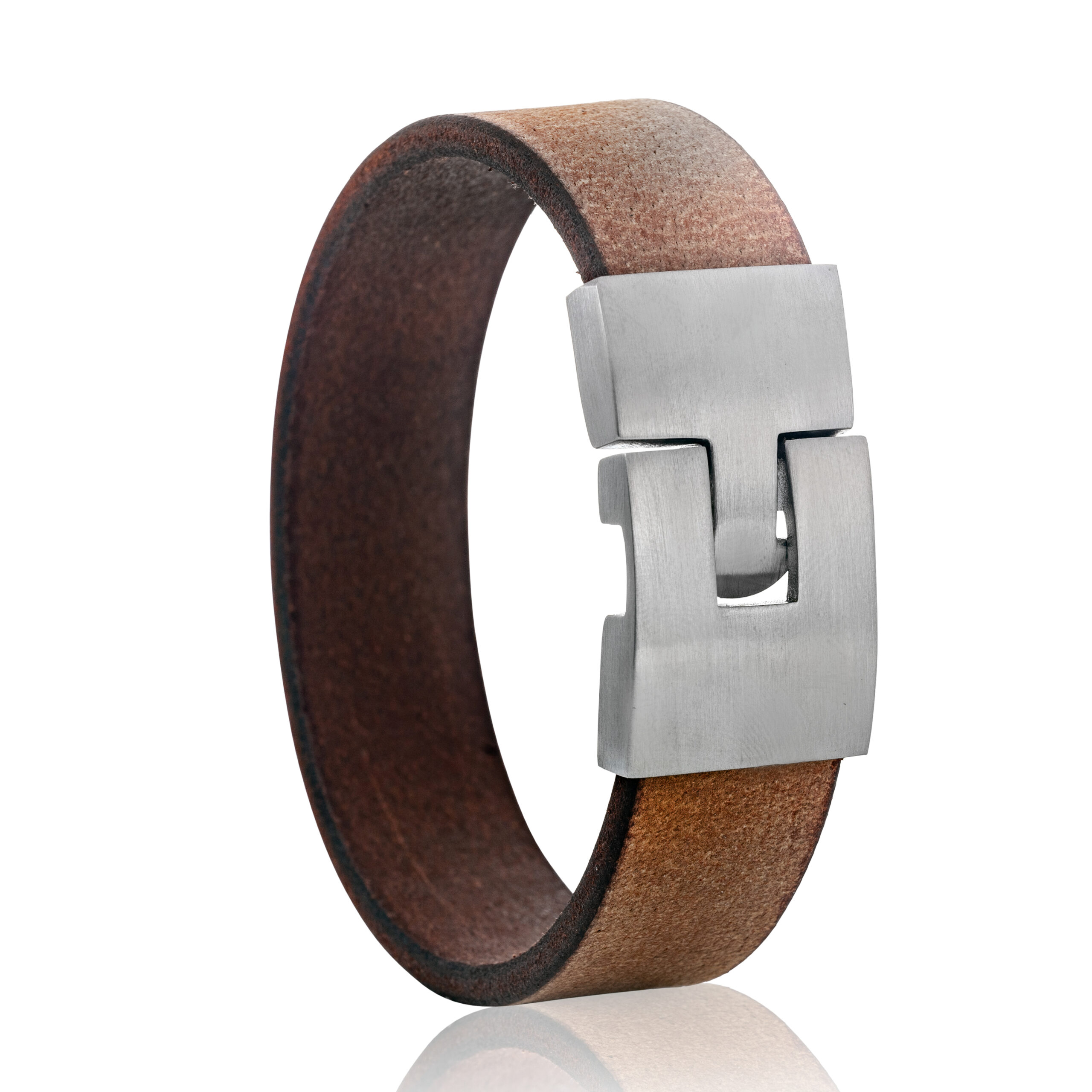 AS-L090-G00 Leren armband met askamer met schroefdop. Kleur 732