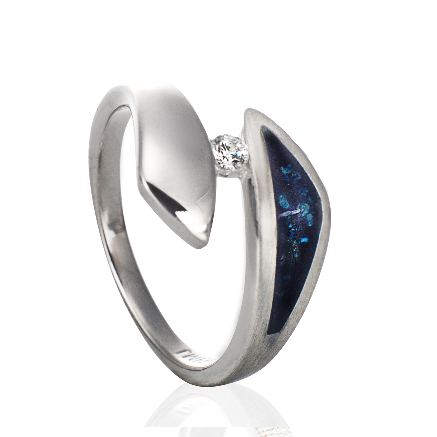 Zilveren design ring met open askamer